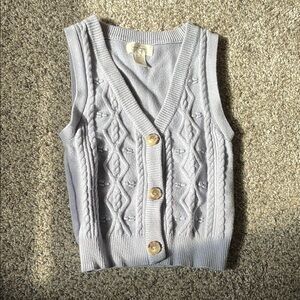 Gray Cable Knit Sweater Vest